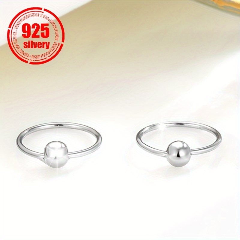 925 Sterling Silver Round Bead Stud Earrings